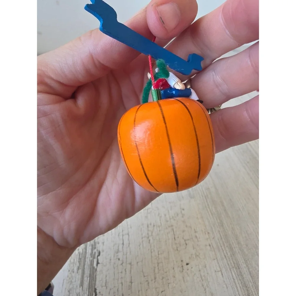 Vintage Midwest Cannon falls wooden Peter pumpkin eater ornament mini Xmas tree